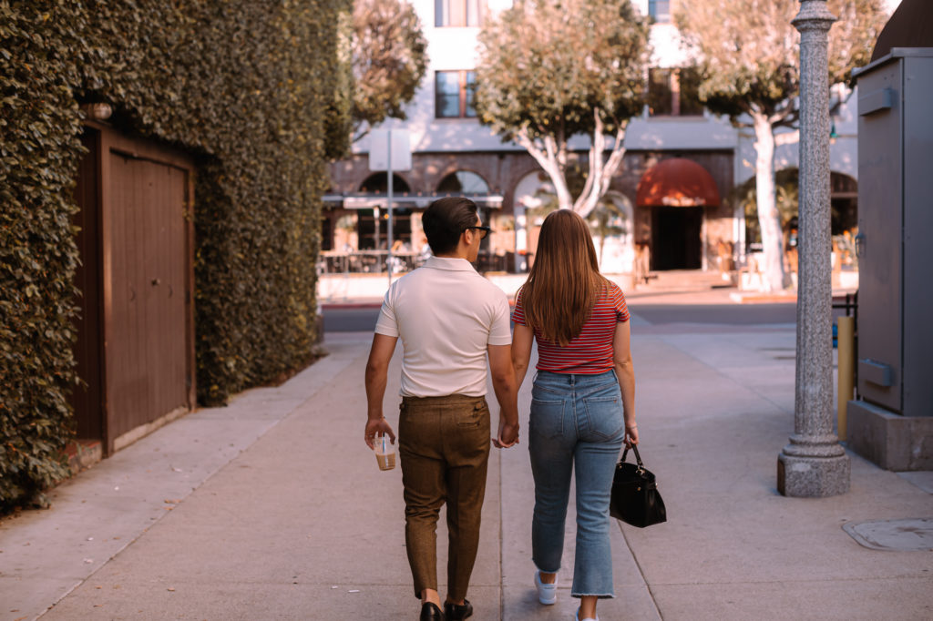Downtown Fullerton date night couples session.