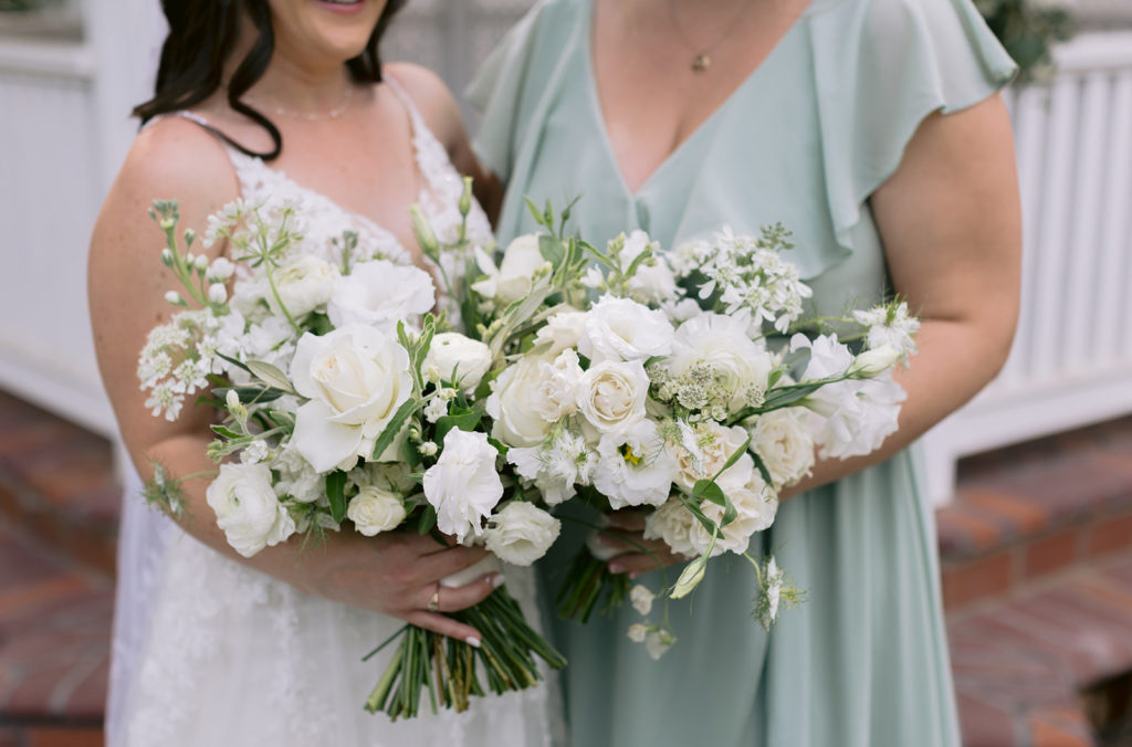 white floral and greenery wedding bouquets