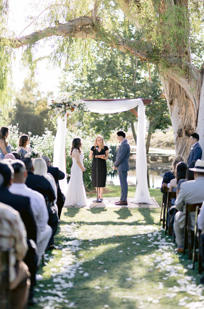 bride and groom at outdoor california wedding