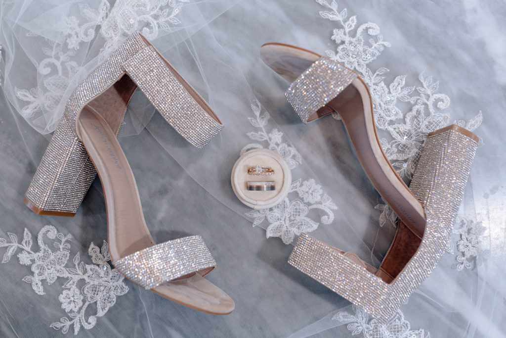 Wedding rings and bridal shoes